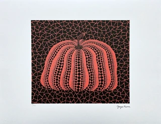 Yayoi Kusama - Red pumpkin on black x/500 - signováno, číslovaná edice, 65x50 cm