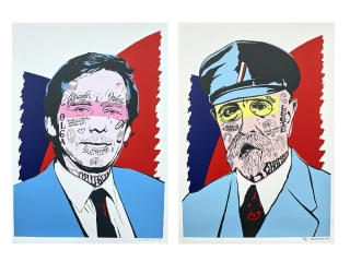 Pasta Oner - AKCE - SADA - 2x serigrafie - Václav Havel + Tomáš Garrigue Masaryk - 2 kusy originálních serigrafií, signováno, limitované edice, 50x70cm