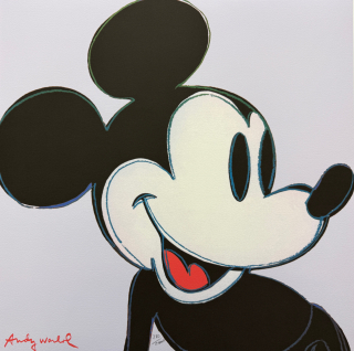 Andy Warhol - Mickey Mouse světle modrošedý 280/2400 - 60x60 cm, limitovaná edice CMOA s certifikátem