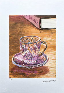 David Hockney - Glass cup 245/500 - limitovaná edice, s certifikátem, 35x50 cm