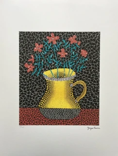 Yayoi Kusama - Flowers and Vase x/500 - signováno, číslovaná edice, 50x65 cm