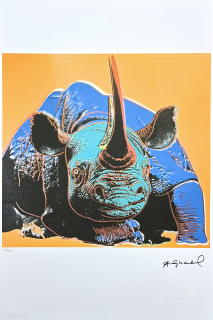 Andy Warhol - Rhinoceros žluto-modrý 38/100 - edice Leo Castelli s certifikátem