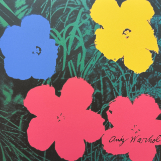 Andy Warhol - Flowers žluto-červené 120/2400 - 60x60cm, limitovaná edice CMOA s certifikátem