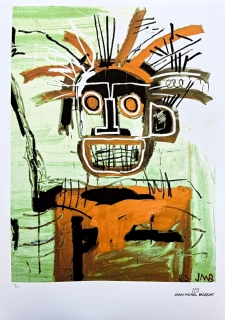 Jean-Michel Basquiat - Head in gold 138/300 - limitovaná edice, signováno, 50x70cm 