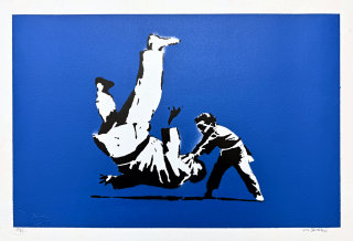 BANKSY/NOT BANKSY - Putin Heavyweight blue 10/20 - originální ručně stříkaný sprej na papíře