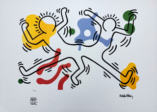 Keith Haring - Untitled Three Dancing Figures x/150 - signováno, limitovaná edice s certifikátem, 50x70 cm