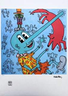 Keith Haring - Pinocchio x/150 - signováno, limitovaná edice s certifikátem, 70x50 cm