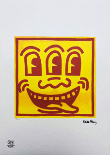 Keith Haring - Three Eyed Smiling Face x/150 - signováno, limitovaná edice s certifikátem, 70x50 cm