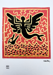 Keith Haring - Winged Mermaid x/150 - signováno, limitovaná edice s certifikátem, 50x70 cm