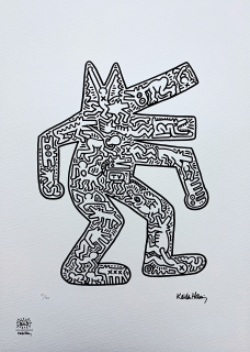 Keith Haring - Barking Dog Figure x/150 - signováno, limitovaná edice s certifikátem, 50x70 cm