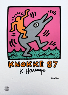 Keith Haring - Knokke 87 x/150 - signováno, limitovaná edice s certifikátem, 50x70 cm
