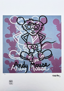 Keith Haring - Andy Mouse ll x/150 - signováno, limitovaná edice s certifikátem, 50x70 cm