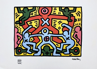 Keith Haring - Pop Shop IV Plate 3 x/150 - signováno, limitovaná edice s certifikátem, 70x50 cm