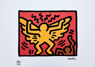 Keith Haring - Flying Devil x/150 - signováno, limitovaná edice s certifikátem, 70x50 cm