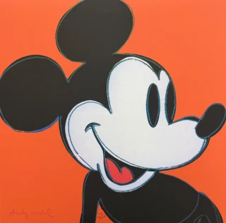 Andy Warhol - Mickey Mouse světle oranžový x/2400 - 60x60cm, limitovaná edice CMOA a certifikátem