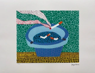 Yayoi Kusama - Ashtray x/500 - signováno, číslovaná edice, 65x50 cm