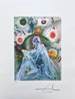 Salvador Dalí - Surrealist Figure with Numbers - signováno, limitovaná edice, 50x66cm
