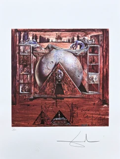 Salvador Dalí - The Face in the Triangle - signováno, limitovaná edice, 50x66cm