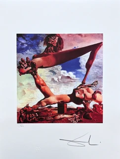 Salvador Dalí - The Red Surrealist Figure - signováno, limitovaná edice, 50x66cm