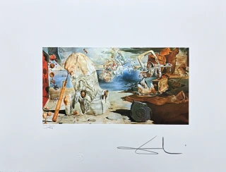 Salvador Dalí - Surreal Landscape with Figures - signováno, limitovaná edice, 66x50cm