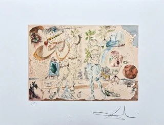 Salvador Dalí - Surrealistic Composition with Floating Objects - signováno, limitovaná edice, 66x50cm