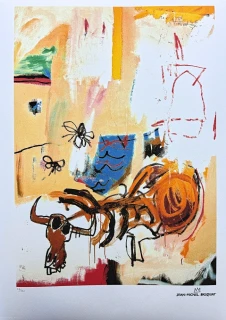 Jean-Michel Basquiat - Bull Orange Sun and Blue Waves x/300 - limitovaná edice, signováno, 50x70cm