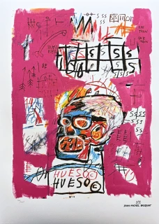 Jean-Michel Basquiat - Head with Crown on Pink Background - x/300 - limitovaná edice, signováno, 50x70cm