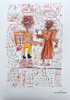 Jean-Michel Basquiat - Two Figures in Orange and Red x/300 - limitovaná edice, signováno, 50x70cm