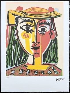 Pablo Picasso - Busta de Femme au Chapeau 91/250 - signováno, 28.5x38 cm
