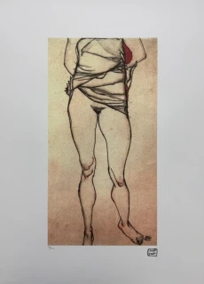 Egon Schiele - Standing Female Nude Seen from Behind - x/200 - limitovaná edice, s certifikátem, 50x70 cm