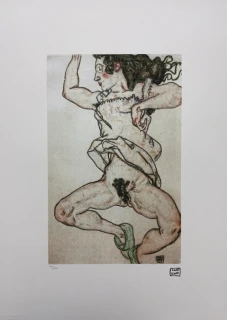 Egon Schiele - Dancing Female Nude with Raised Arms - x/200 - limitovaná edice, s certifikátem, 50x70 cm