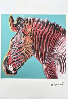 Andy Warhol - Grevys zebra modrá 31/100 - edice Leo Castelli s certifikátem