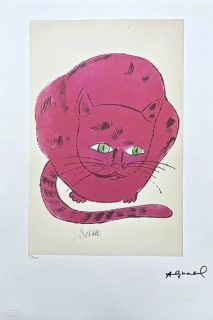 Andy Warhol - Cat Sam tmavě růžový 23/100 - edice Leo Castelli s certifikátem