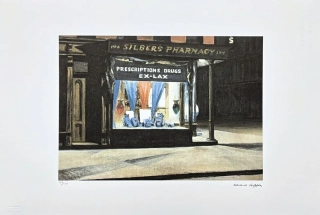 Edward Hopper - Drug store 103/150 - - limitovaná edice, s certifikátem, 57x38 cm