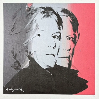 Andy Warhol - Self Portrait šedo-červený 139/500 - signováno, 50x50cm, limitovaná edice CMOA s certifikátem 