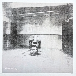 Andy Warhol - Electric Chair černo-bílé 121/500 - signováno, 50x50cm, limitovaná edice CMOA s certifikátem