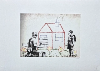 Banksy - Crayon House Foreclosure 42/150 - číslovaná edice s certifikátem, 70x50cm