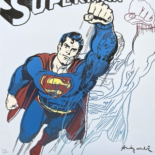 Andy Warhol - Superman světle modrý 277/2400 - 60x60 cm, limitovaná edice CMOA s certifikátem
