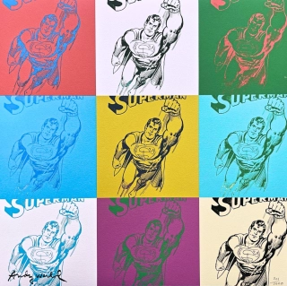 Andy Warhol - 9x Superman 201/2400 - 60x60cm, limitovaná edice CMOA s certifikátem