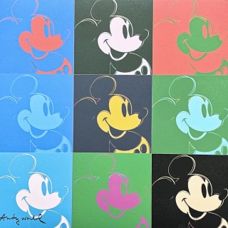 Andy Warhol - 9x Mickey Mouse 118/2400 - 60x60cm, limitovaná edice CMOA s certifikátem