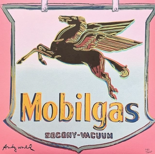 Andy Warhol - Mobilgas růžový 243/2400 - 60x60cm, limitovaná edice CMOA s certifikátem