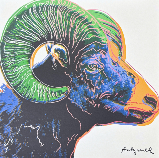 Andy Warhol - Bighorn Ram modro-zelený x/2400 - 60x60cm, limitovaná edice CMOA s certifikátem