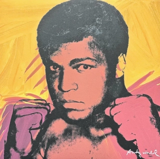 Andy Warhol - Muhammad Ali žlutý 563/2400 - 60x60cm, limitovaná edice CMOA s certifikátem