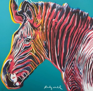 Andy Warhol - Grevys zebra modrá x/2400 - 60x60cm, limitovaná edice CMOA s certifikátem