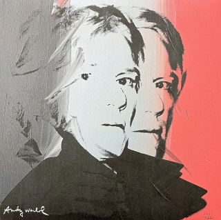Andy Warhol - Self Portrait šedo-červený 223/2400 - 60x60cm, limitovaná edice CMOA s certifikátem