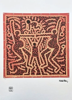 Keith Haring - Pregnant women 57/150 - signováno, limitovaná edice s certifikátem, 50x70 cm