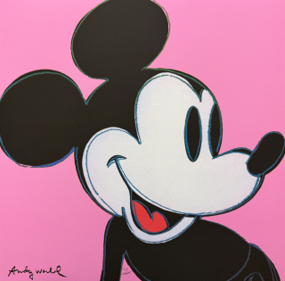 Andy Warhol - Mickey Mouse růžový 205/2400 - 60x60cm, limitovaná edice CMOA s certifikátem